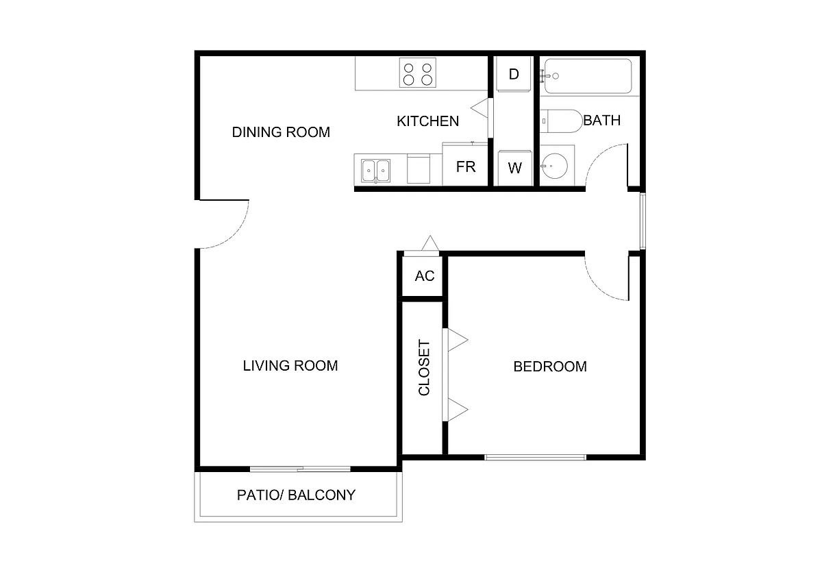 Floor plan One Bedroom 60%