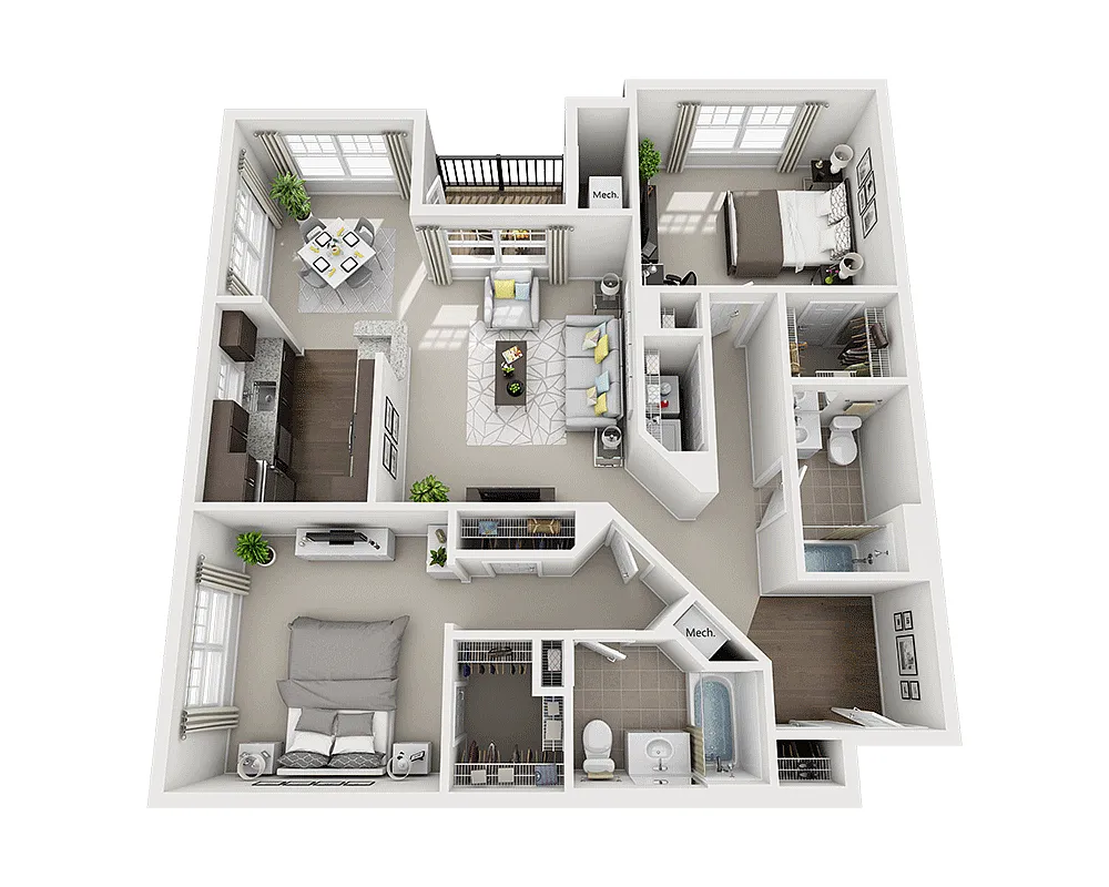 Floor plan Two Bedroom B2E