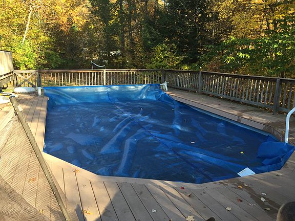 Deck surrounds pool
