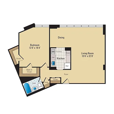 Floor plan 1 Bed - 1 Bath | A11