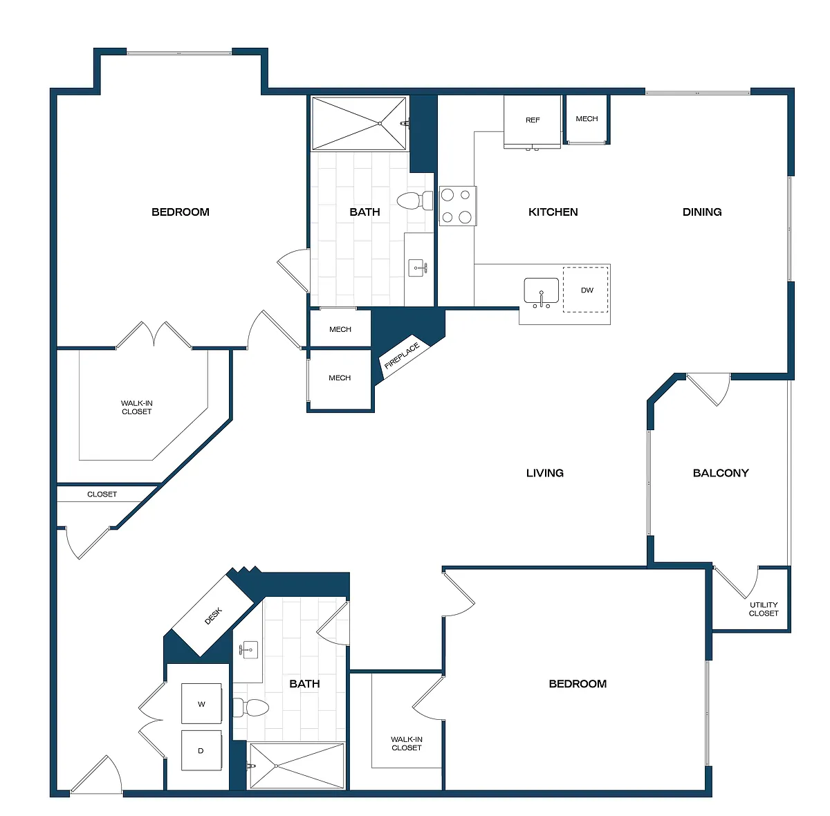 Floor plan 2 Bed/2 Bath-B3