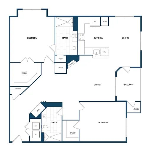 Floor plan 2 Bed/2 Bath-B3