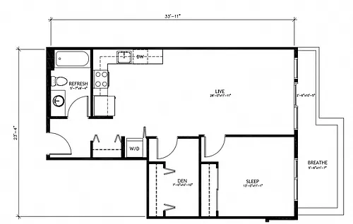 Floor plan 1x1 + Den - C13