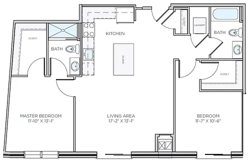 Floor plan 2 Bed/2 Bath-B3