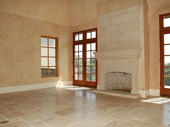 Cast ston fireplace in Great Room