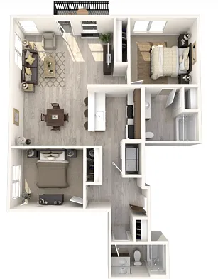 Floor plan 2 Bedrooms 2 Bath B