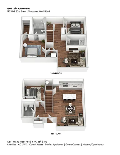 Floor plan Three Bedroom A Townhome