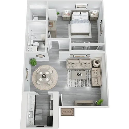 Floor plan One Bedroom One Bath - A