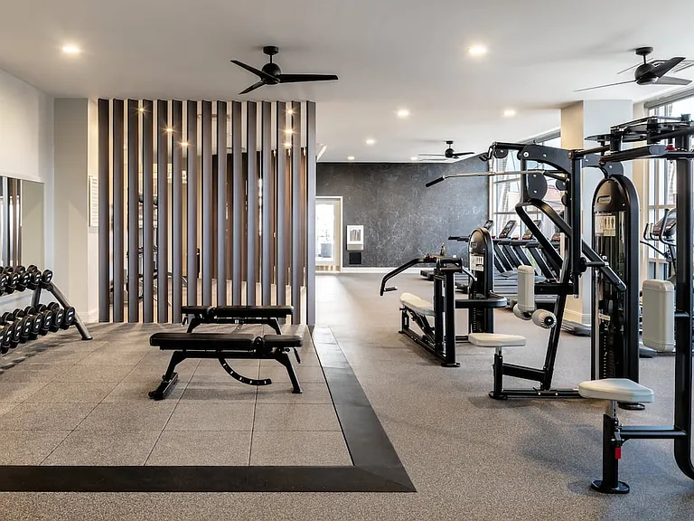 Fitness center with strength equipment