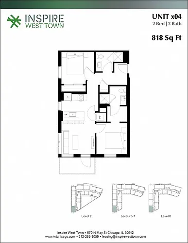 Floor plan x04 2 Bed - 2 Bath, Balcony