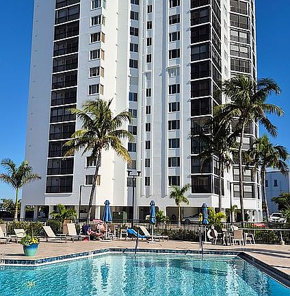 Pool and view of building