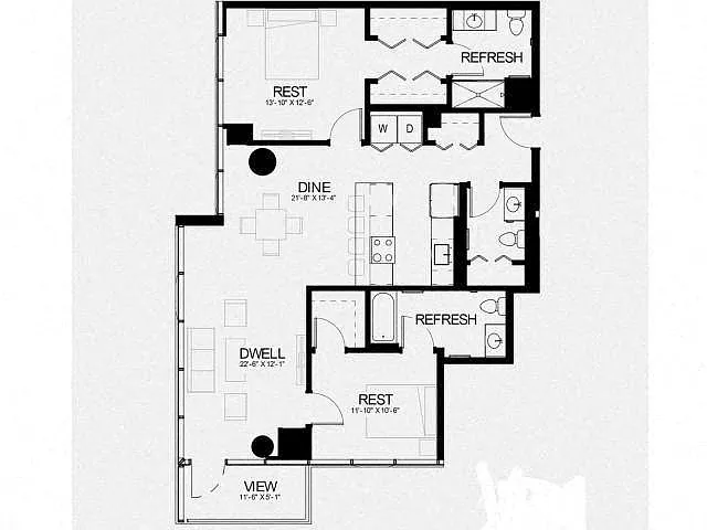 Floor plan 2 Bed / 2.5 Bath