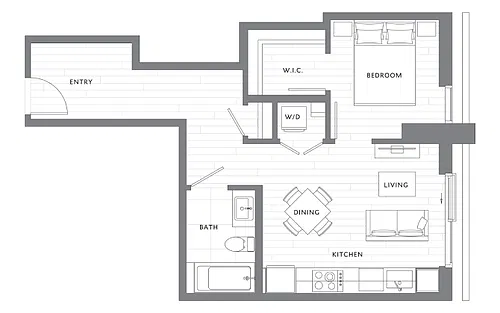 Floor plan 1 Bedroom 1 Bath A15