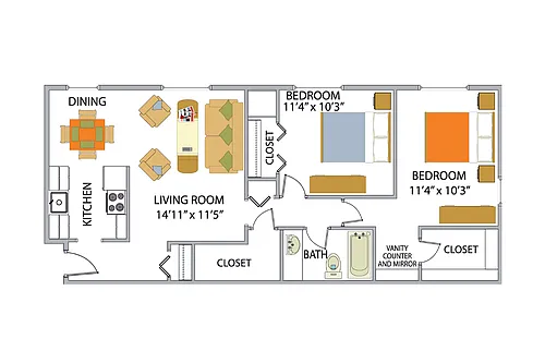 Floor plan Two bed with storage