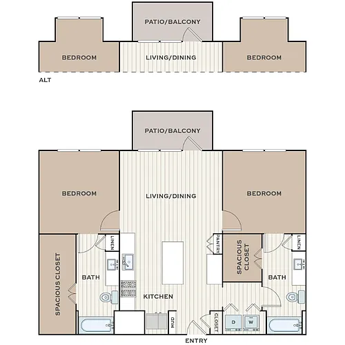 Floor plan Two Bedroom (B3)