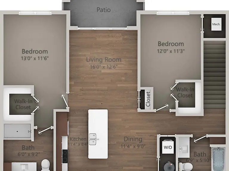 Floor Plan 2D | Seasons at Orchard Hills | Apartments in Oak Creek, WI Floor Plan 2D | Seasons at Orchard Hills | Apartments in Oak Creek, WI