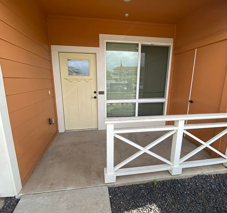 Front Door near parking stalls