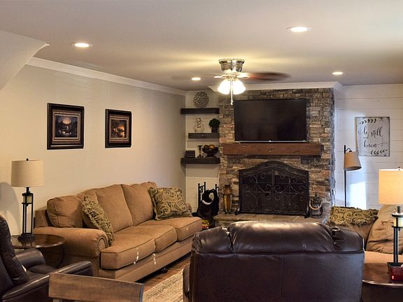 Gorgeous stone fireplace! 