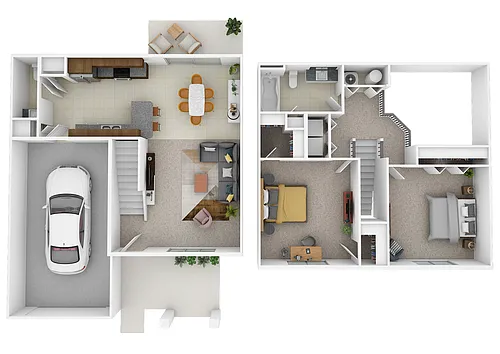 Floor plan 2 Bedroom 1.5 Bathroom with Patio