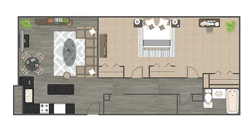 Floor plan One Bedroom One Bath - The Anderson