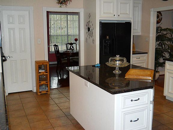 Kitchen island with tile floors