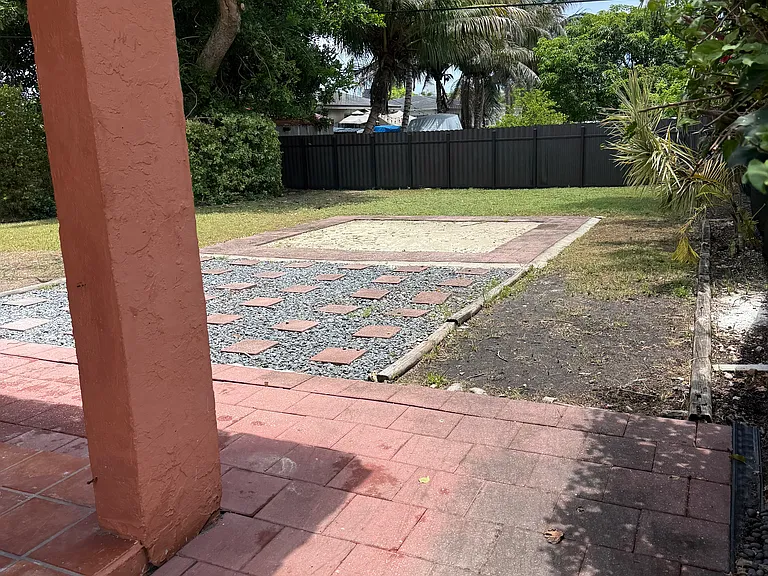 View of yard from side gate