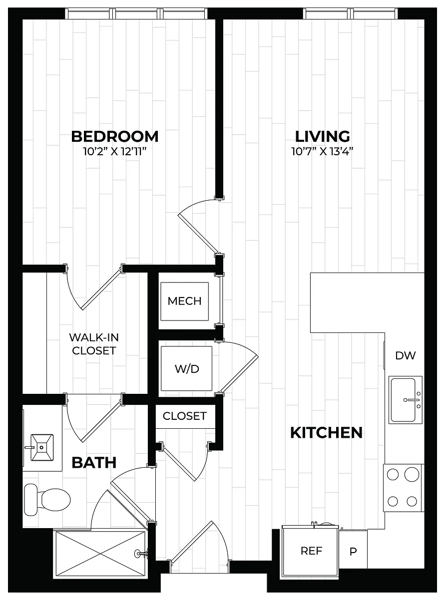 Floor plan 1 Bed/1 Bath-1.3