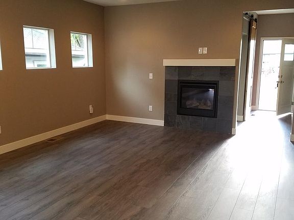 living room and fireplace