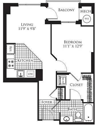 Floor plan 1 Bedroom- 620