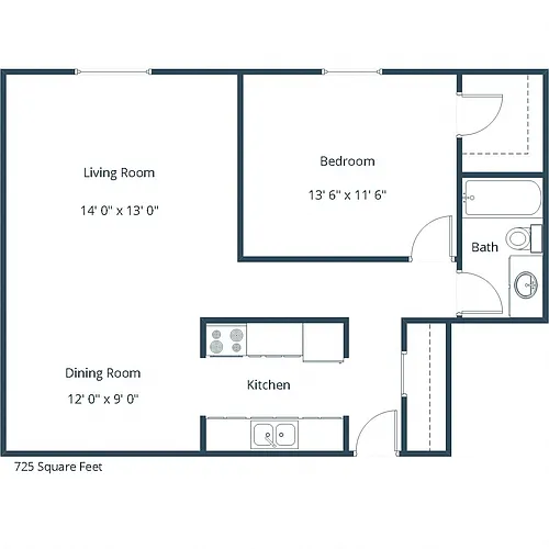 Floor plan One Bedroom 11A