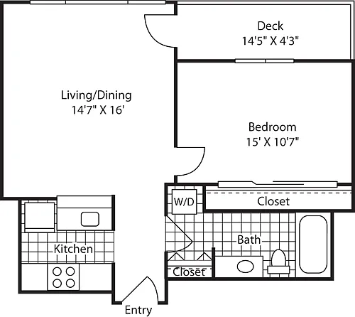 Floor plan 1 Bed 414-1614