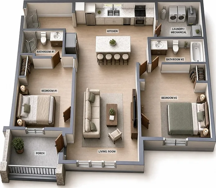 2 bed, 2.0 bath, 1096 sqft, $2,000 — Photo 3