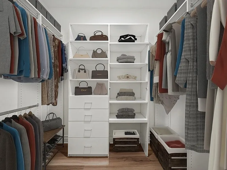 Walk-In Closet with Built-In Organizers