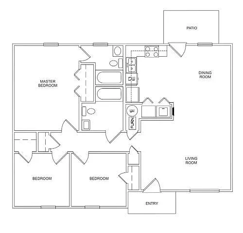 Floor plan 3 Bed 2 Bath