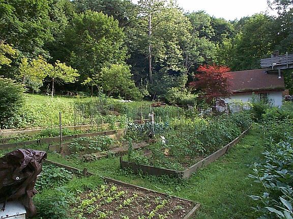 Garden with stone milk house. Property goes back into woods another 2 acres.