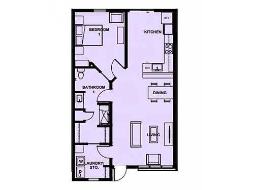 Floor plan 1 Bedroom/1 Bathroom