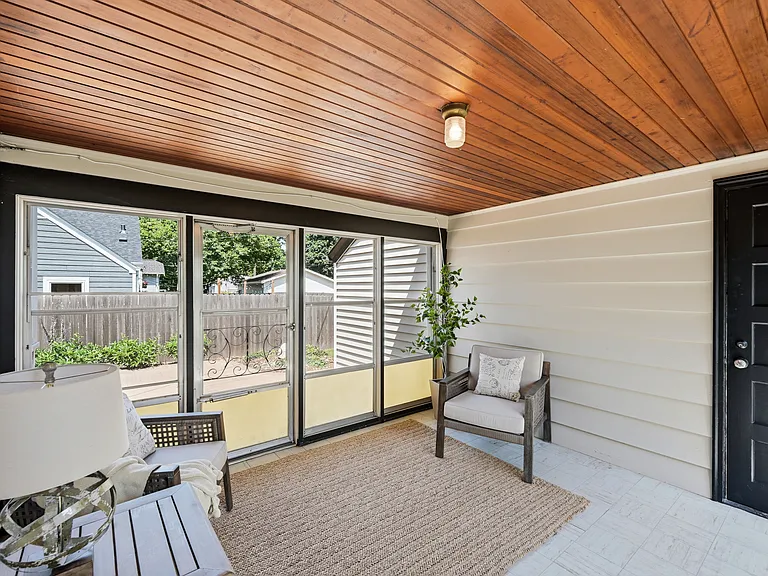 Breezeway with view to side garden.
