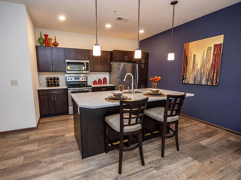 Open concept kitchen with island