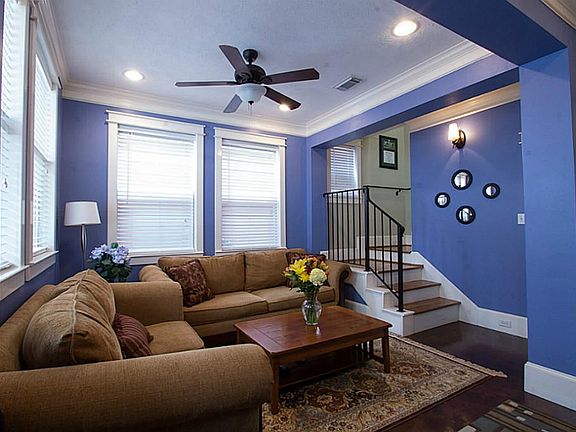 Stained concrete floors and lots of trim