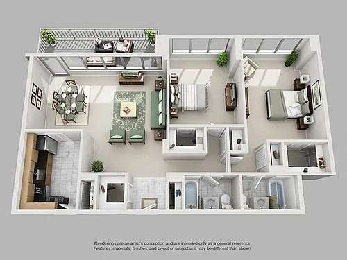 Floor plan 2 Bed, 2 Bath 1197 SF 22