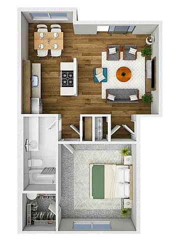 Floor plan 1 Bedroom 1 Bath