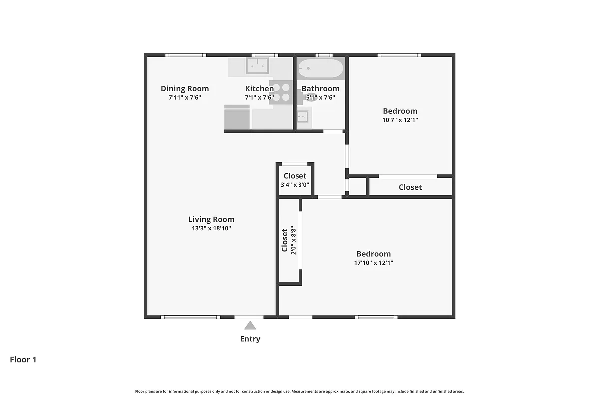 Floor plan 2 bedroom-1 Bath