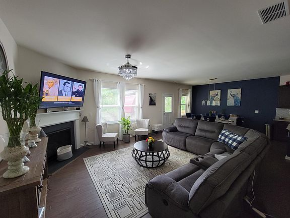 Living room with dining room