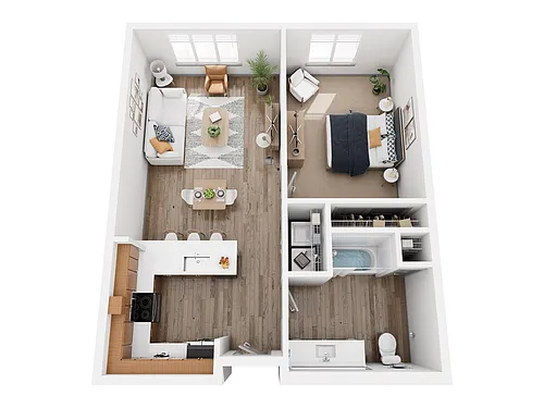 Floor plan One Bedroom One Bath 7 - Renovated
