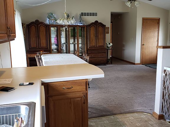 Kitchen into dining and living