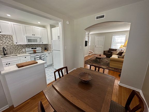 Kitchen, dining room and living room