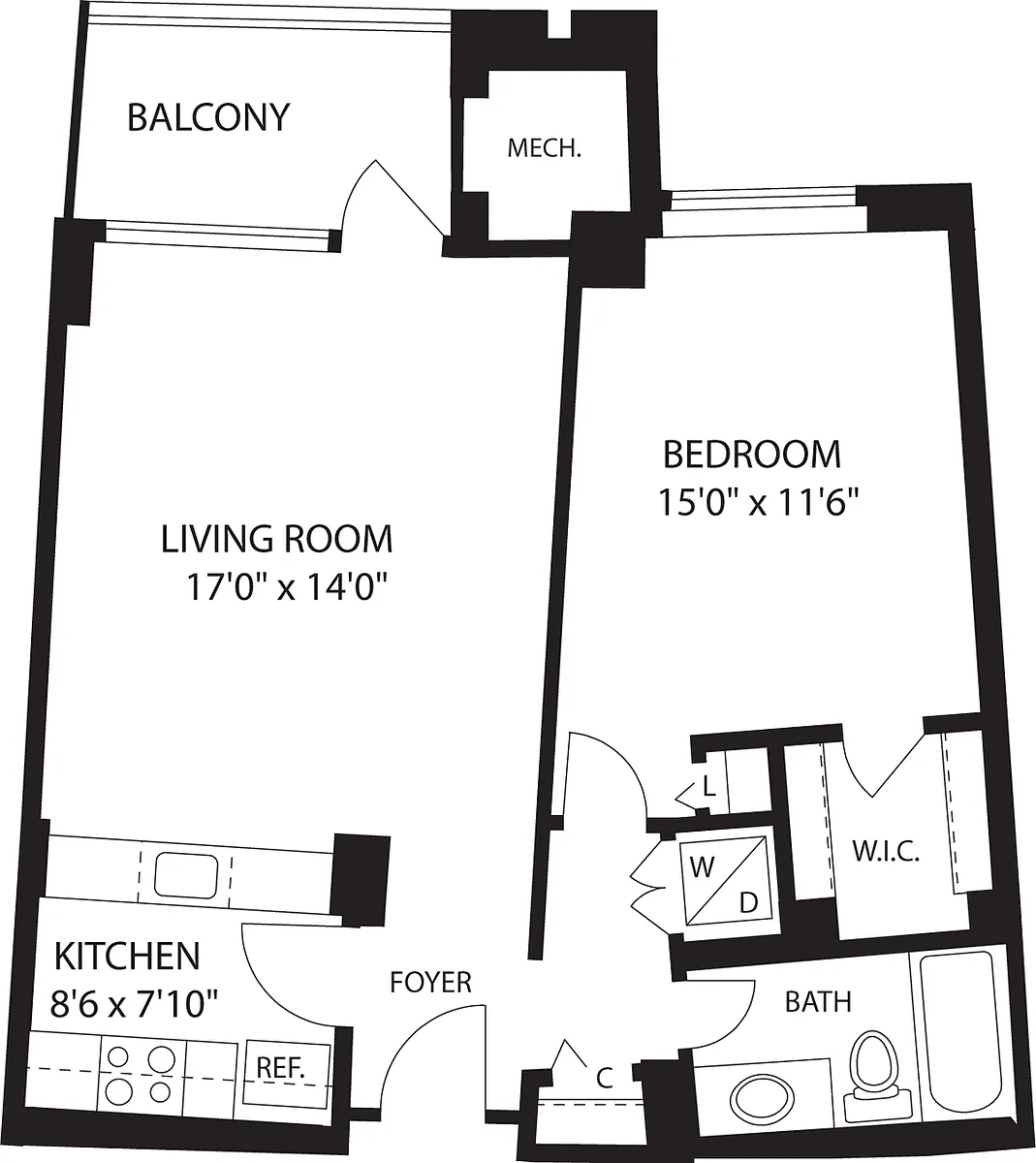 Floor plan 1 Bedroom A