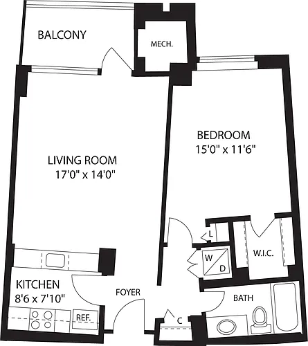 Floor plan 1 Bedroom A