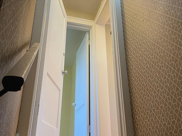 Heading up stairs to the apartment