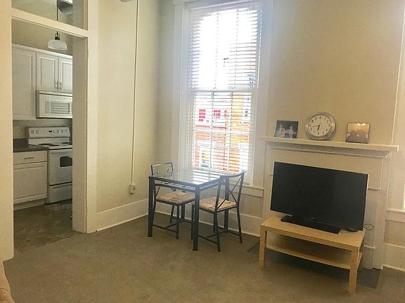 Living room looking into kitchen